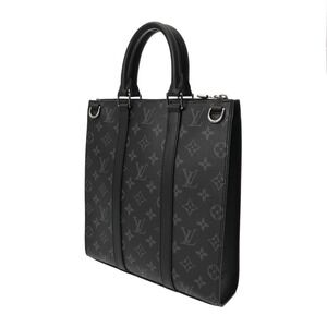 Louis Vuitton 2Way Handbag Sac Black Tote Bag Cross Plat Gray Eclipse